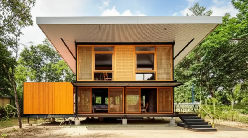 การออกแบบและปรับแต่งบ้านน็อคดาวน์ให้เหมาะกับสภาพอากาศและวิถีชีวิตในมหาสารคาม: วัสดุ ระบบระบายความร้อน และพื้นที่ใช้สอย