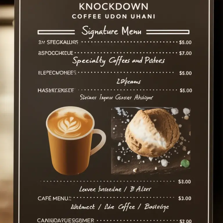 เมนูแนะนำของร้านกาแฟน็อคดาวน์ อุดรธานี — กาแฟพิเศษ เมนูซิกเนเจอร์ ขนม และราคาโดยประมาณ