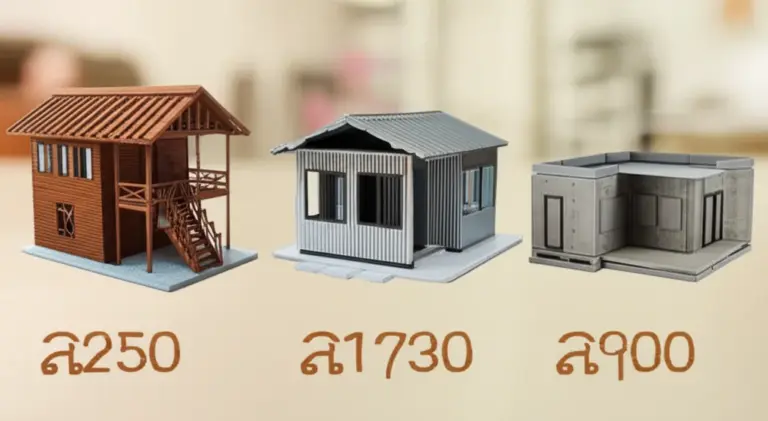 ประเภทวัสดุและแบบบ้านน็อคดาวน์ยอดนิยมในร้อยเอ็ด: เปรียบเทียบไม้เหล็กคอนกรีตและโมดูลาร์ พร้อมราคาโดยประมาณ