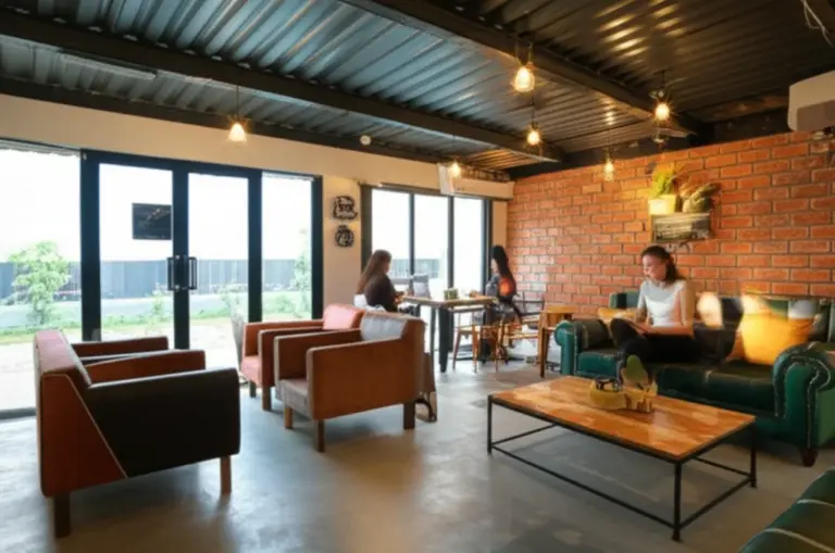 ร้านกาแฟน็อคดาวน์ มุกดาหาร — บรรยากาศและคอนเซ็ปต์ร้าน เหมาะกับใครบ้างและมีมุมถ่ายรูปจุดเด่นอะไร